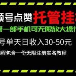 (10644期)视频号点赞托管挂机,单号单天利润30~50,一部手机无限放大(附带无限…