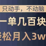 (10561期)只动手不动脑,一单几百块,轻松月入3w+,看完就能直接操作,详细教程