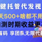 (10327期)一键托管代发视频,一天500+啥都不用管,内测时期收益更高,抢首码,享…
