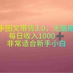 (10252期)快手图文带货3.0,无脑搬运,每日收入1000+,非常适合新手小白