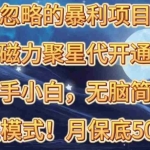 (10245期)被忽略的暴利项目!磁力聚星代开通捡钱模式,轻松月入五六千