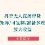 (10160期)抖音·无人直播带货 可批量矩阵/可复制/准备多账号去播/放大收益-全套课程