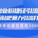 (10070期)创业粉捷径引流术,最新贴吧暴力引流打法,新手也能日变现3000+附赠全…