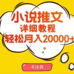 (10000期)简单操作,月入20000+,详细教程!小说推文项目赚钱秘籍!
