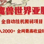 （9920期）亚服魔兽全自动搬砖项目，日入2000+，全网独家最高收益玩法。