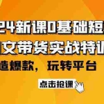 （9911期）2024新课0基础短视频+图文带货实战特训营：玩转平台，轻松打造爆款（59节）