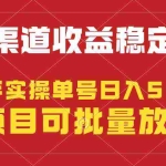 (9896期)稳定持续型项目,单号稳定收入500+,新手小白都能轻松月入过万