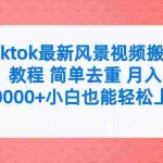 (9804期)tiktok最新风景视频搬运教程 简单去重 月入30000+附全套工具