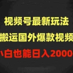 (9796期)2024视频号最新玩法,搬运国外爆款视频,100%过原创,小白也能日入2000+