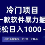 (9791期)冷门项目,靠一款软件暴力掘金日入1000+,小白轻松上手第二天见收益