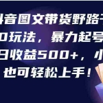 (9790期)抖音图文带货野路子2.0玩法,暴力起号,单日收益500+,小白也可轻松上手!