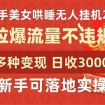 (9767期)快手美女哄睡无人挂机2.0,拉爆流量不违规,多种变现途径,日收3000+,…