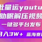 （9727期）批量搬运YouTube解压助眠视频 一键多平台发布 月入2W+