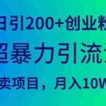 (9654期)超暴力引流法,日引200+创业粉,卖项目月入10W+