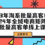 (9636期)23年淘系批量高客单+24年全域电商矩阵,批量高客单线上课(109节课)