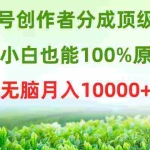 (9608期)视频号创作者分成顶级玩法,纯小白也能100%原创,无脑月入10000+