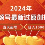 (9565期)2024年视频号最新过原创技术,当天起号,收入稳定,日入1000+