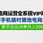 (9547期)闲鱼电商运营全系统VIP实战课,1部手机随时随地卖货,新手日出30单月入5000