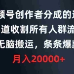 (9406期)视频号创作者分成的这个赛道,收割所有人群流量,无脑搬运,条条爆款,…