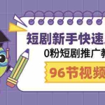 (9355期)短剧新手快速上手课,0粉短剧推广教程(98节视频课)