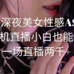 (9243期)快手深夜美女性感ASMR挂机直播,小白也能做,一场直播两千+