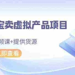 (9191期)2024淘宝卖虚拟产品项目,10节视频课+提供货源