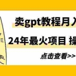 (9180期)24年最火项目,卖gpt教程月入过万,操作简单