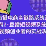 (9175期)直播电商-全链路系统课,从0到1·直播短视频系统学习,短视频创业者的实战