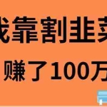 (9173期)我靠割韭菜赚了 100 万