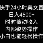 (9135期)靠快手美女24小时直播,日入4500+,时时被动收入,内部姿势操作,小白也…
