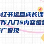 (9066期)小红书运营成长课,写作入门&内容运营&接广变现【文档课】