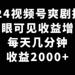 (9028期)2024视频号爽剧推广,肉眼可见的收益增长,每天几分钟收益2000+