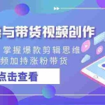 (8893期)剪辑实操与带货视频创作,从0起步,掌握爆款剪辑思维,让好视频加持涨粉…