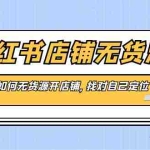 (8822期)小红书店铺-无货源,教你如何无货源开店铺,找对自己定位