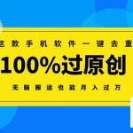 (8818期)这款手机软件一键去重,100%过原创 无脑搬运也能月入过万