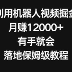 (8801期)利用机器人视频掘金,月赚12000+,有手就会,落地保姆级教程