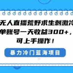 (8796期)快手半无人直播荒野求生刺激冷门玩法,实测单账号一天收益300+,小白也…