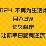 (8757期)2024不再为生活烦恼 月入3W 长久稳定 让你早日翻身逆袭