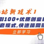 (8633期)【B站新技术】日引100+优质创业粉,直接套模式,快速搞网赚粉