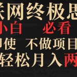 (8619期)互联网终极思路,小白必看,即使不做项目也能轻松月入两三万,拒绝韭菜…