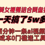 (8610期)快手美女视频结合网盘拉新,一天搞了50000 两分钟一条Ai原创视频,0成…