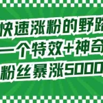 (8606期)两个快速涨粉的野路子,一个特效+神奇布偶,粉丝暴涨5000起!