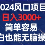 (8432期)2024风口项目,日入3000+,简单容易,小白也能无脑操作