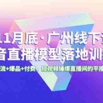 (8426期)11月底·广州线下课抖音直播模型落地-特训营,短视频 引流+爆品+付费,短..