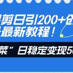 (8349期)抖音混剪日引200+创业粉不封号最新教程!“割韭菜”日稳定变现5000+!