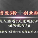 (8337期)全网首发s粉加创业粉引流变现,成人用品赛道7天变现10w+保姆教学3.0