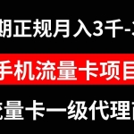 (8311期)手机流量卡代理月入3000-3W长期正规项目