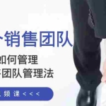 (8169期)给你 一个销售团队,告诉你如何管理,高业绩销售团队管理法(89节课)