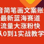 (8098期)抖音简笔画文案账号,最新蓝海赛道,流量大涨粉快,从0到1实战教学