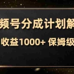 (7994期)视频号分成计划,单日收益1000+,从开通计划到发布作品保姆级教学